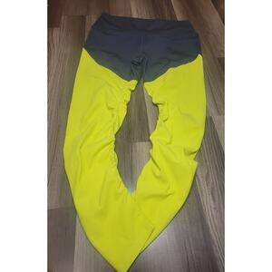 Zyia Active Neon Yellow Parallel Luxe Hi Rise 7/8 Leggings Size 12